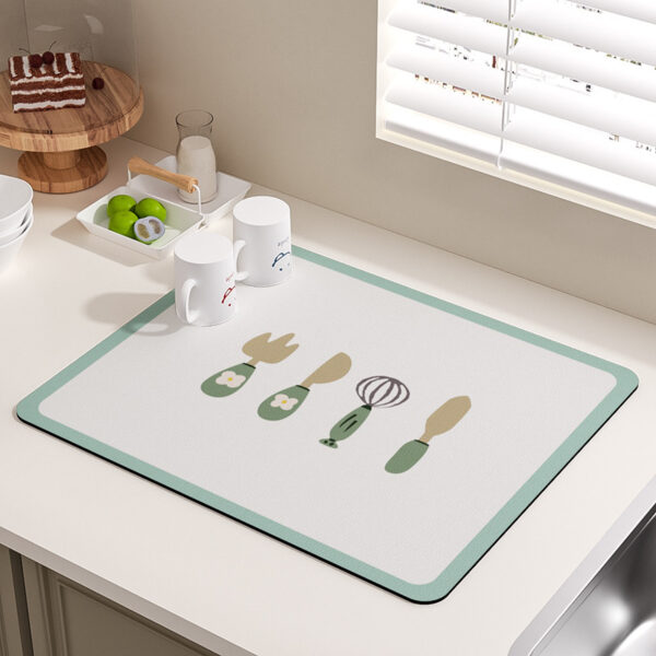 Kitchen Countertop Water Draining Pad Absorbent Dry Square Non-slip Wash-free Heat Insulation - Image 2