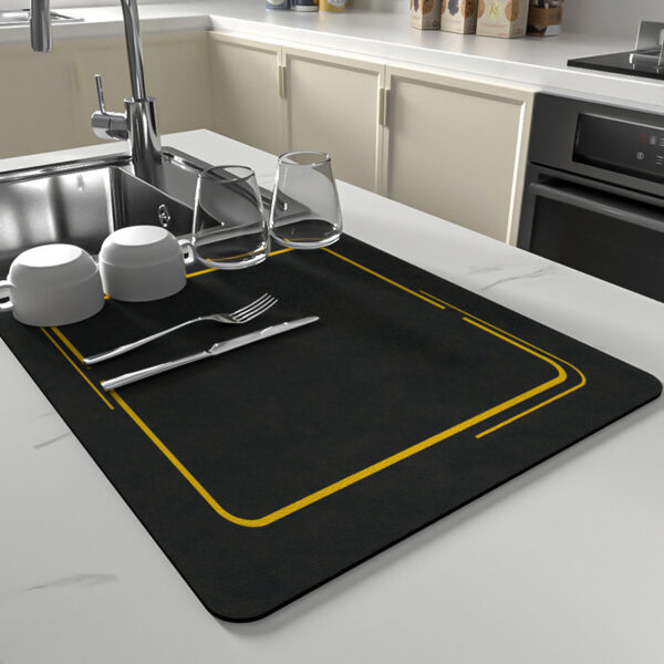 Kitchen Countertop Water Draining Pad Absorbent Dry Square Non-slip Wash-free Heat Insulation - Image 5